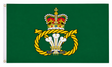 Staffordshire Regiment flag with crown, knot and Prince of Wales feathers on green