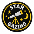 Star Gazing - Telescope and Moon 80mm embroidered patch