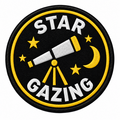 Star Gazing - Telescope and Moon 80mm embroidered patch