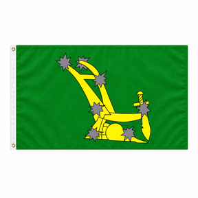 Starry Plough Green flag with yellow plough and seven grey stars on green background