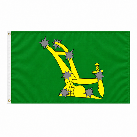 Starry Plough Green flag with yellow plough and seven grey stars on green background