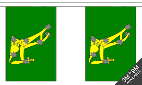 Starry Plough Green 3 metre bunting, 10 flags - Flagmania