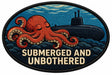 Submerged And Unbothered embroidered patch design preview - 120mm