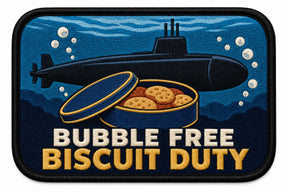 Bubble Free Biscuit Duty embroidered patch design preview - 120mm