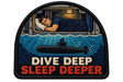 Dive Deep Sleep Deeper embroidered patch design preview - 120mm