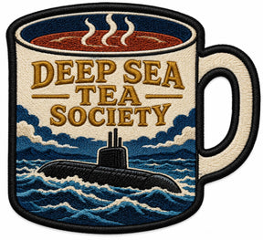 Deep Sea Tea Society embroidered patch design preview - 120mm