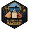 Running On Tea And Trust embroidered patch design preview - 120mm