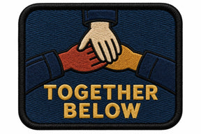 Together Below embroidered patch design preview - 120mm