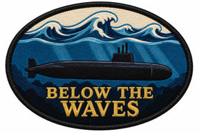 Below The Waves embroidered patch design preview - 110mm
