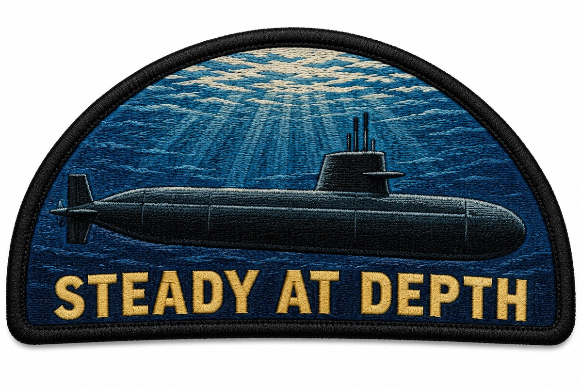 Steady At Depth embroidered patch design preview - 110mm
