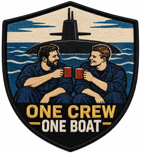 One Crew One Boat embroidered patch design preview - 110mm
