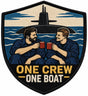 One Crew One Boat embroidered patch design preview - 110mm