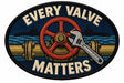 Every Valve Matters embroidered patch design preview - 110mm