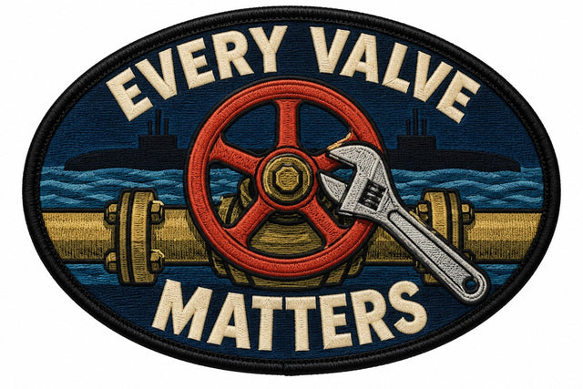 Every Valve Matters embroidered patch design preview - 110mm