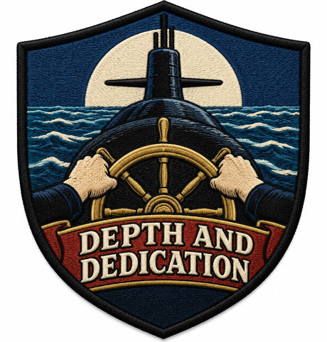 Depth And Dedication embroidered patch design preview - 120mm