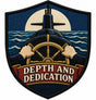 Depth And Dedication embroidered patch design preview - 120mm