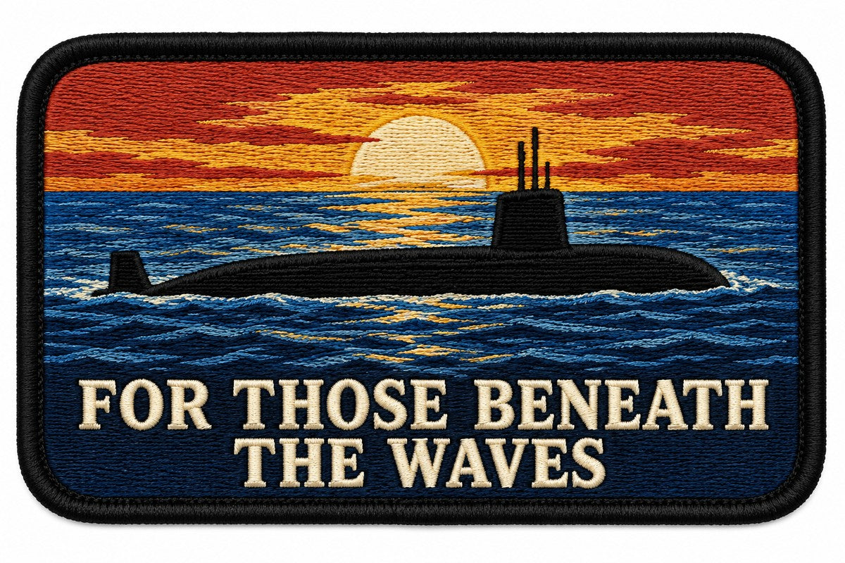 For Those Beneath The Waves embroidered patch design preview - 130mm
