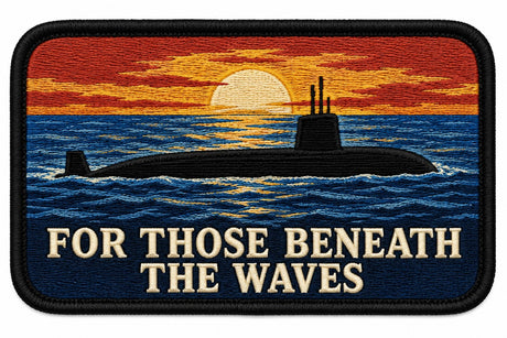 For Those Beneath The Waves embroidered patch design preview - 130mm