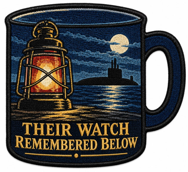 Their Watch Remembered Below embroidered patch design preview - 130mm