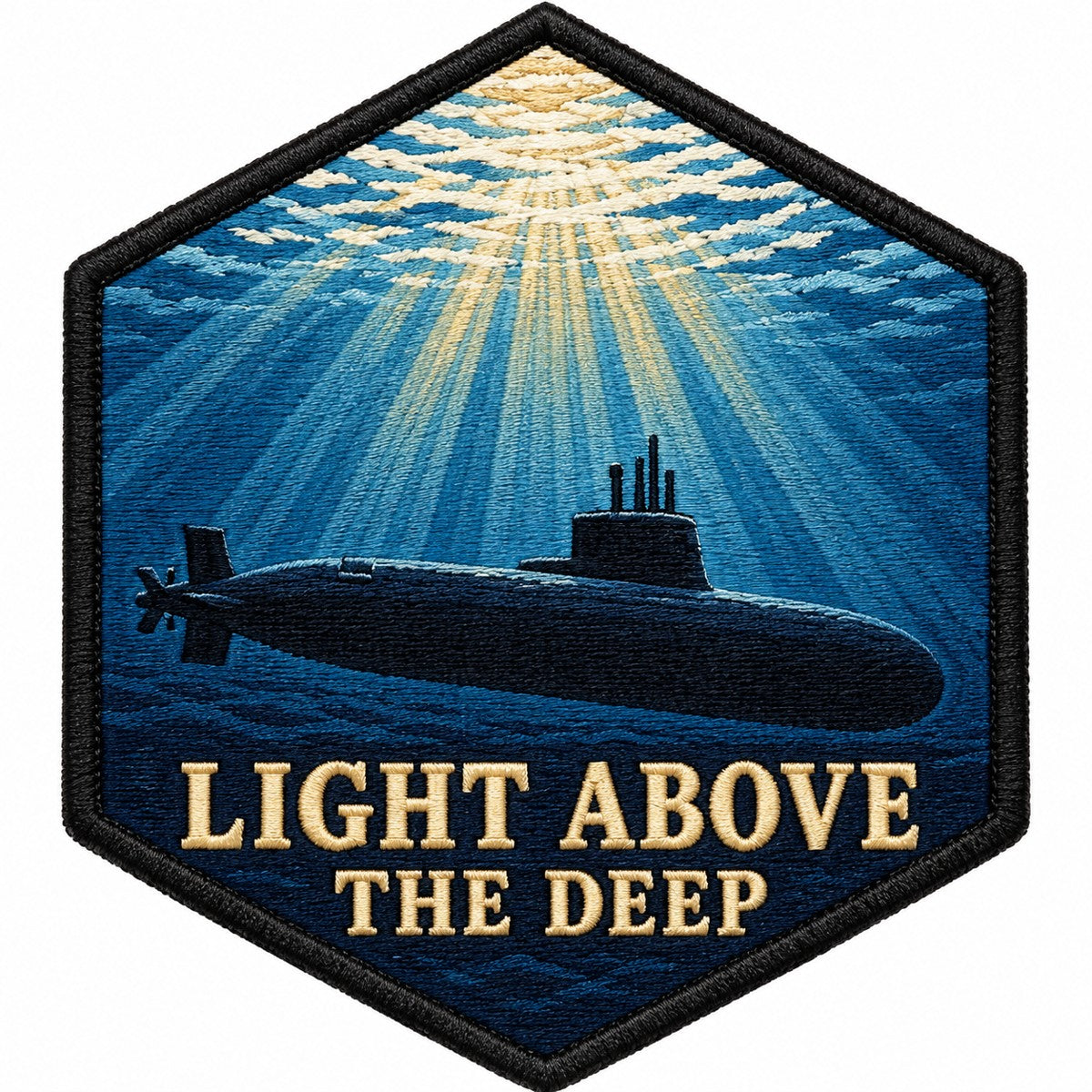 Light Above The Deep embroidered patch design preview - 120mm