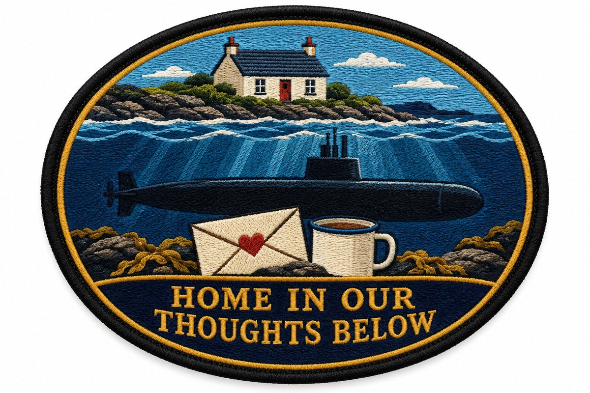 Home In Our Thoughts Below embroidered patch design preview - 130mm