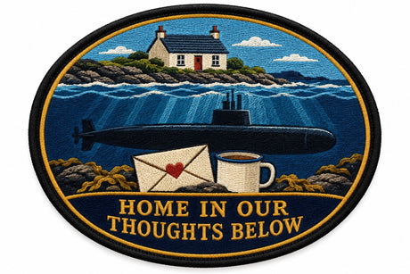 Home In Our Thoughts Below embroidered patch design preview - 130mm