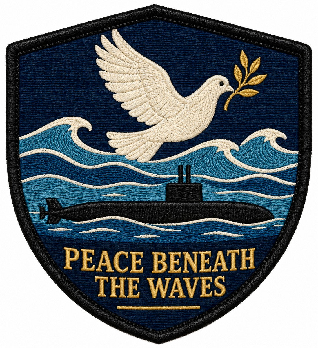 Peace Beneath The Waves embroidered patch design preview - 120mm