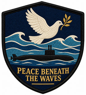 Peace Beneath The Waves embroidered patch design preview - 120mm