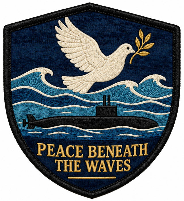 Peace Beneath The Waves embroidered patch design preview - 120mm