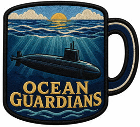 Ocean Guardians embroidered patch design preview - 130mm