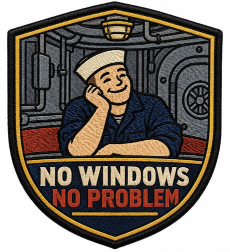 No Windows No Problem embroidered patch design preview - 120mm