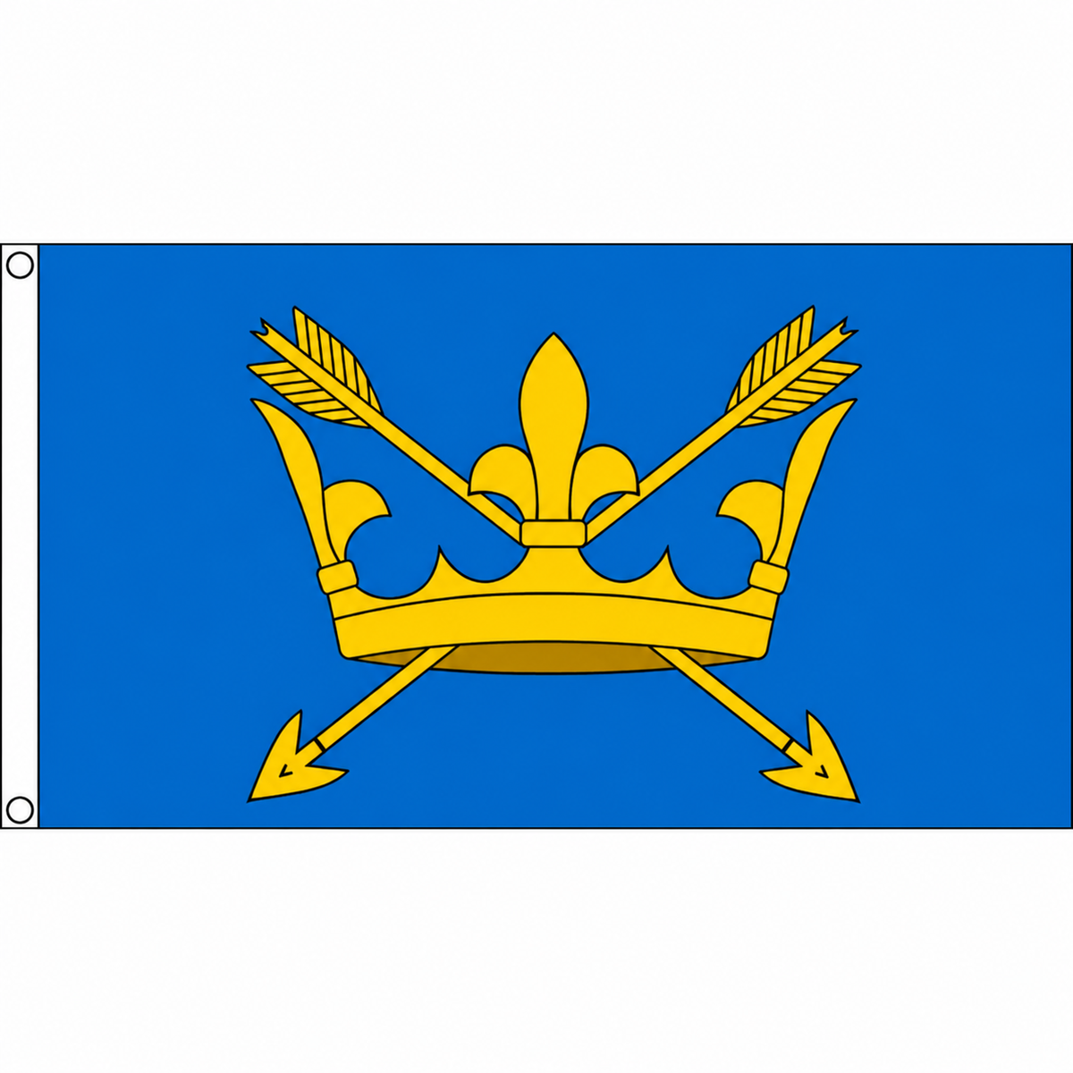 Suffolk new county flag with gold crown and crossed arrows on blue, 5ft x 3ft