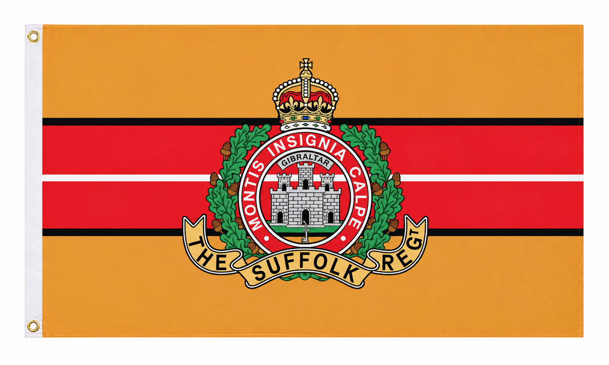 Suffolk Regiment flag with regimental badge, 5ft x 3ft