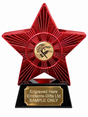 Red Superstar Victory Torch Resin Trophy 140 x 125mm (A1) with small Victory Torch centre
