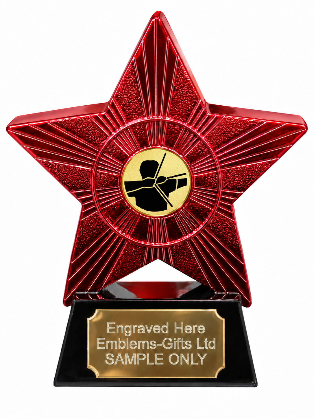 Red Superstar Archery Resin Trophy 140 x 125mm (A1) with small Archery centre