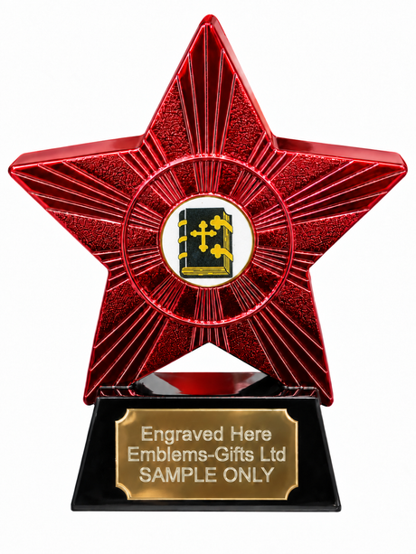 Red Superstar Bible Reading Resin Trophy 140 x 125mm (A1) with small Bible Reading centre
