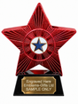 Red Superstar Blue Star Resin Trophy 140 x 125mm (A1) with small Blue Star centre