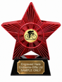 Red Superstar Cycling Gold Resin Trophy 140 x 125mm (A1) with small Cycling Gold centre