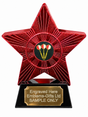 Red Superstar Three Darts Resin Trophy 140 x 125mm (A1) with small Three Darts centre