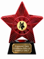 Red Superstar German Shepherd Gold Resin Trophy 140 x 125mm (A1) with small German Shepherd Gold centre