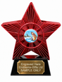 Red Superstar Fishing Colour Resin Trophy 140 x 125mm (A1) with small Fishing Colour centre