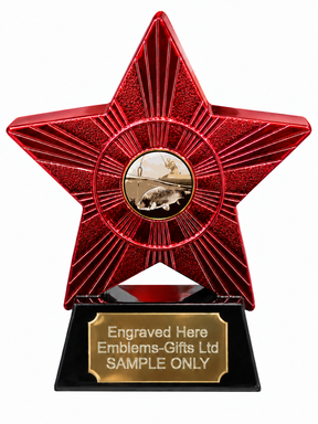 Red Superstar Coarse Fishing Sepia Resin Trophy 140 x 125mm (A1) with small Coarse Fishing Sepia centre
