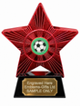 Red Superstar Football Green Resin Trophy 140 x 125mm (A1) with small Football Green centre
