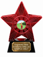 Red Superstar Golfer Swing Resin Trophy 140 x 125mm (A1) with small Golfer Swing centre
