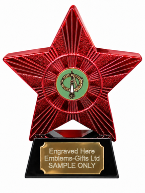 Red Superstar Celtic Brooch Resin Trophy 140 x 125mm (A1) with small Celtic Brooch centre
