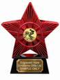 Red Superstar Motorcycle Trials Gold Resin Trophy 140 x 125mm (A1) with small Motorcycle Trials Gold centre