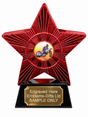 Red Superstar Speedway Resin Trophy 140 x 125mm (A1) with small Speedway centre