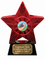 Red Superstar Orienteering Resin Trophy 140 x 125mm (A1) with small Orienteering centre