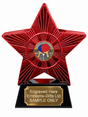 Red Superstar Table Tennis Resin Trophy 140 x 125mm (A1) with small Table Tennis centre