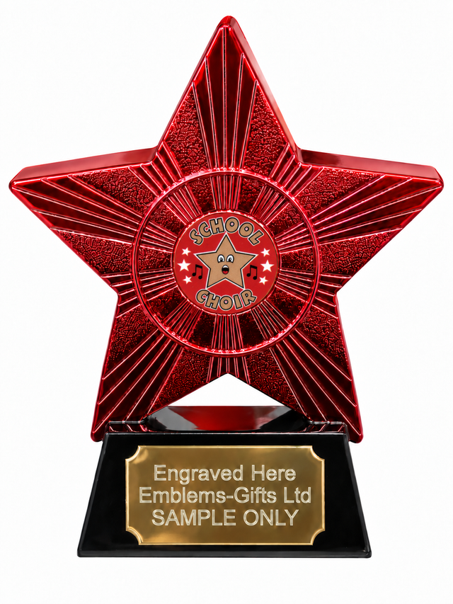 Red Superstar School Choir Resin Trophy 140 x 125mm (A1) with small School Choir centre
